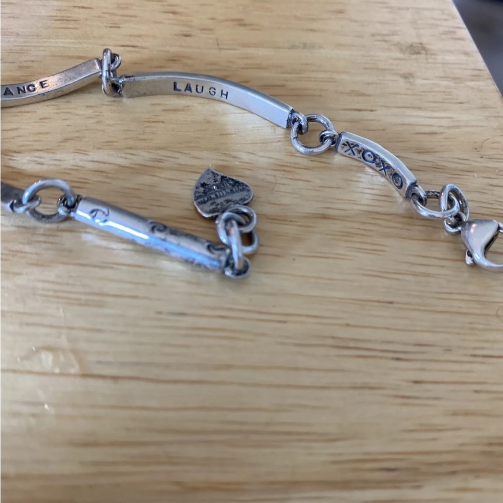 Sterling Silver panel Engraved Bracelet Love happy inspirational quote